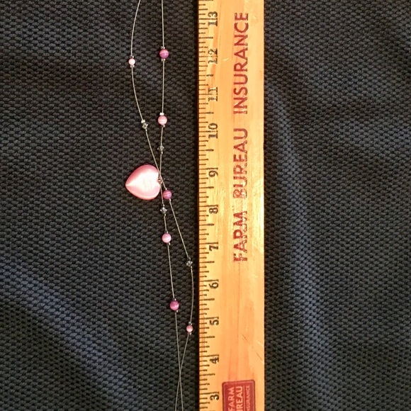 Floating Pink Heart Necklace and Earrings - Picture 3 of 3